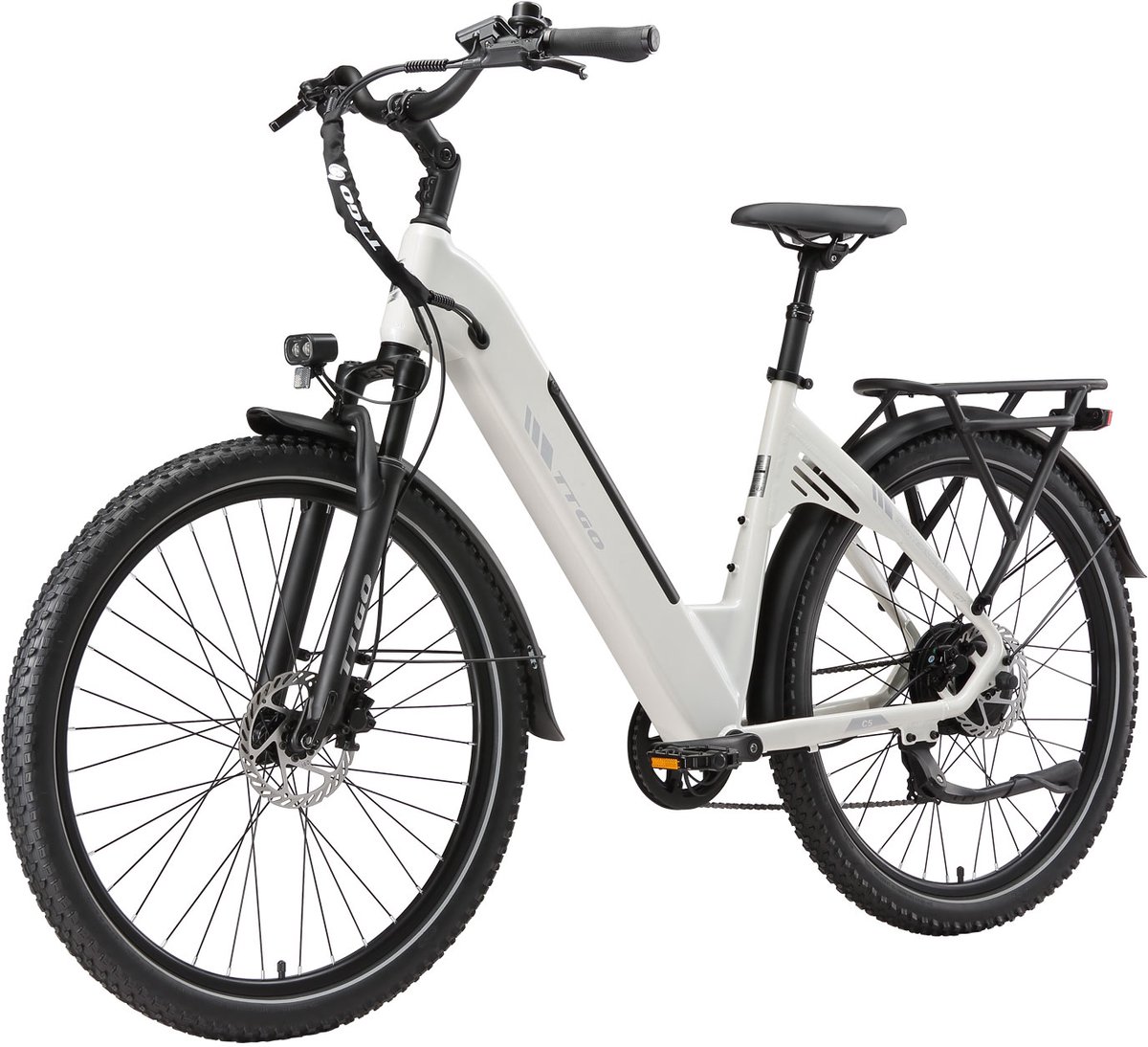 ttgo c5 elektrische fiets 250w motor 48v13 5ah lithium accu actieradius tot 90 km hydraulische schijfremmen 27 5 2 4 inch banden shimano 7 versnellingen wit