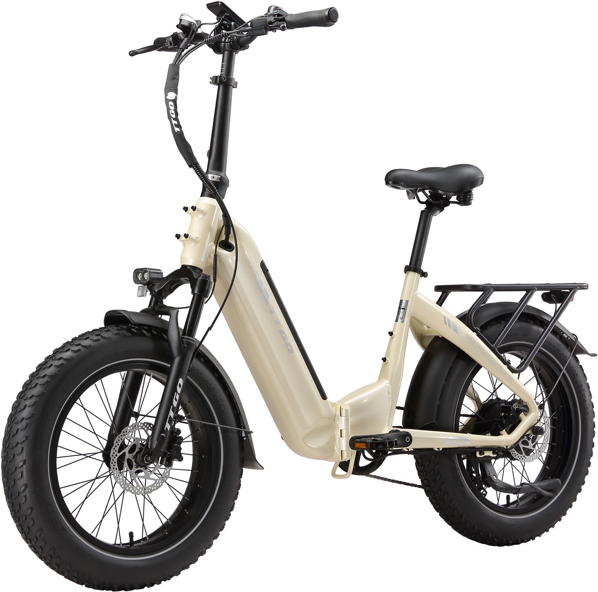 TTGO F6 Boost Elektrische Fiets – 250W Motor - 48V18Ah Lithium Accu – Actieradius tot 140 km – Hydraulische Schijfremmen – 20×4.0 inch Fatbike Banden - Shimano 7 Versnellingen - Vouwfiets - Beige Fiets (elektrisch) kopen online