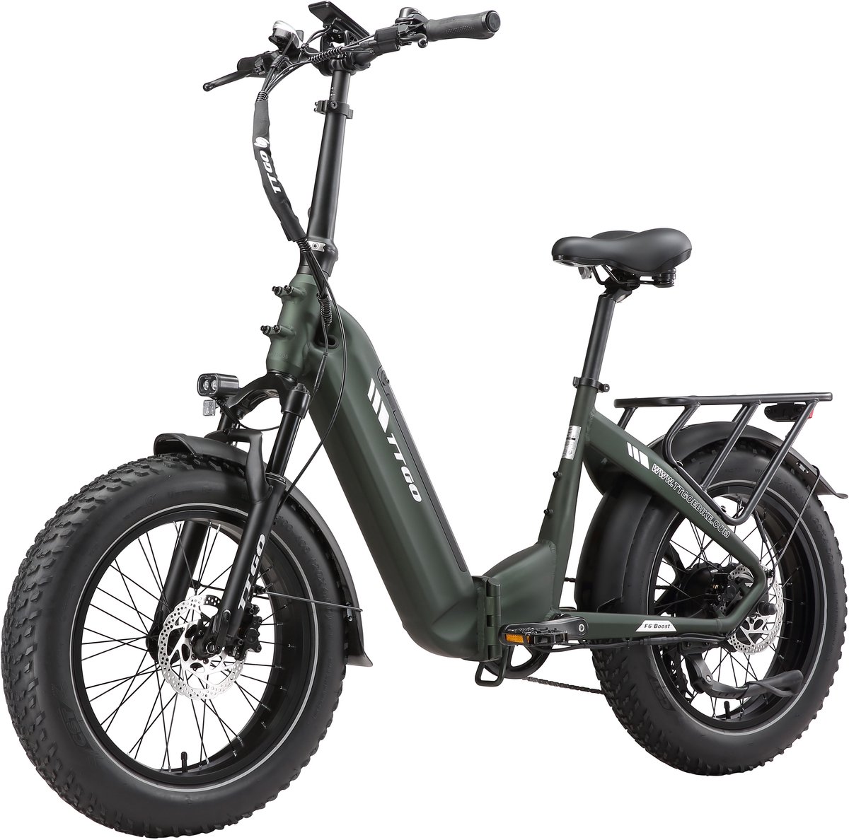 TTGO F6 Boost Elektrische Fiets – 250W Motor - 48V18Ah Lithium Accu – Actieradius tot 140 km – Hydraulische Schijfremmen – 20×4.0 inch Fatbike Banden - Shimano 7 Versnellingen - Vouwfiets - Donkergroen Fiets (elektrisch) kopen online