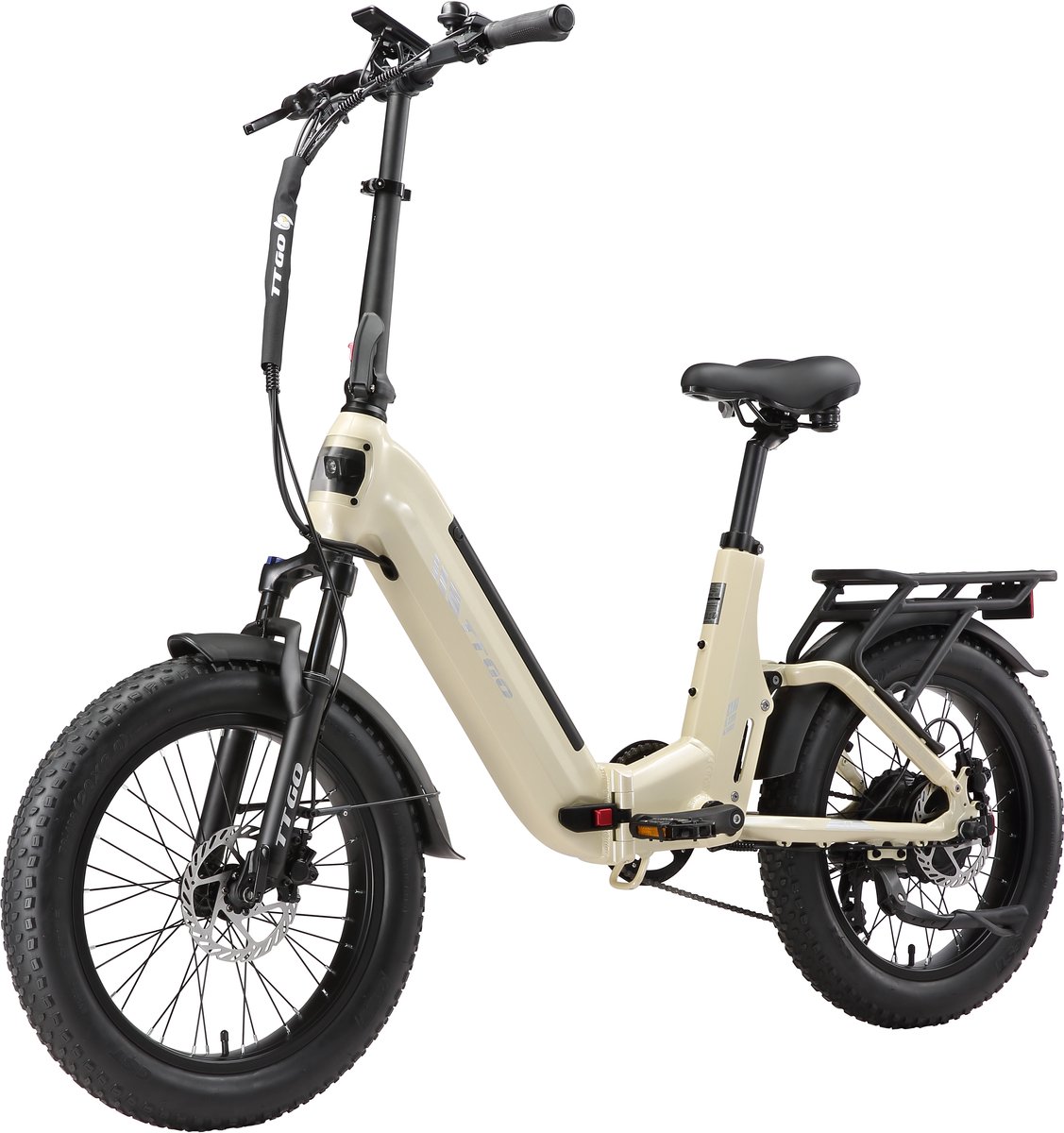 ttgo f7 elektrische fiets 250w motor 48v15ah accu 20 inch banden vouwfiets max snelheid 25km u max bereik 100 120 km shimano 7 versnellingen beige