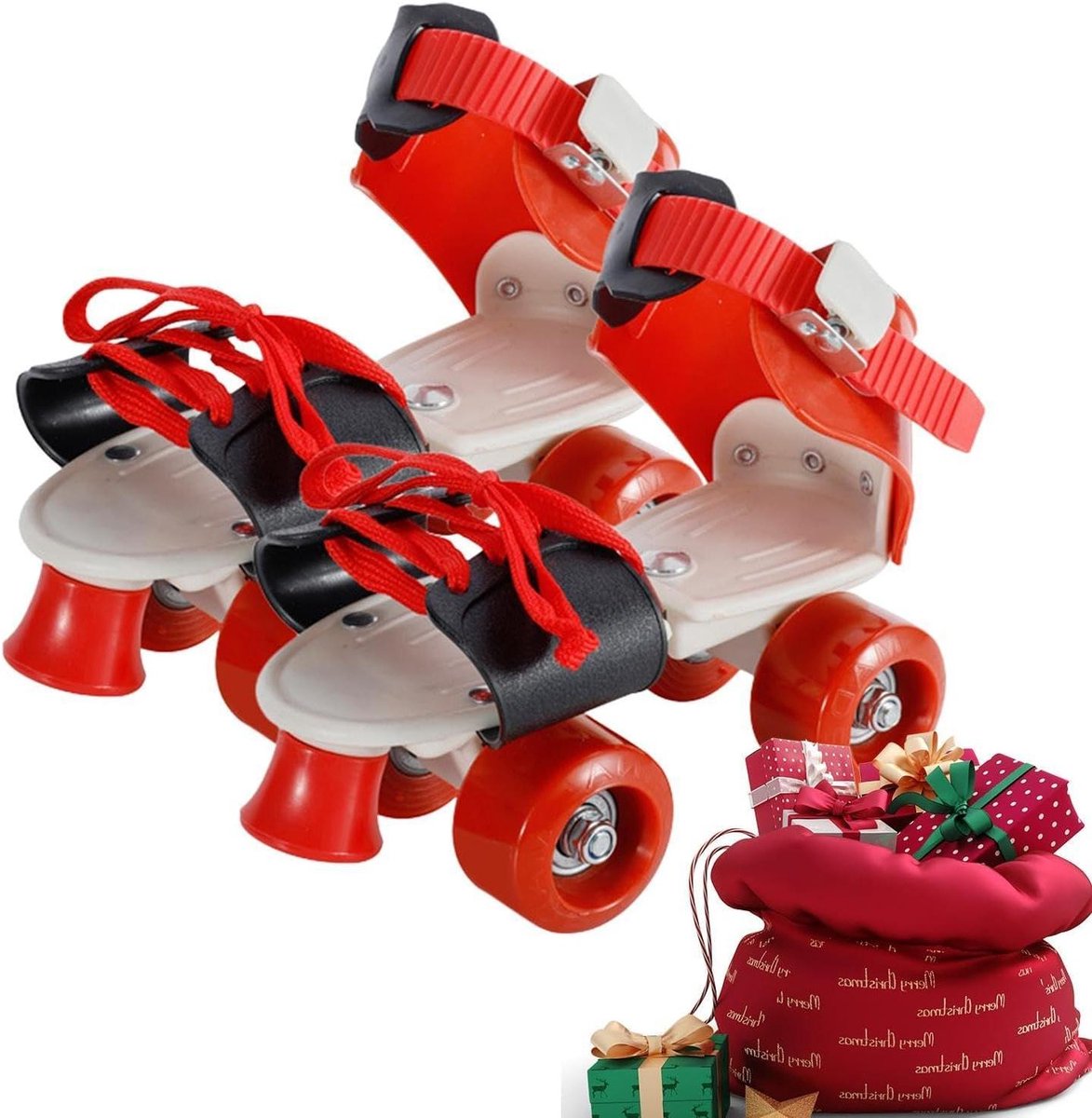 Verstelbare Rolschaatsen - Kinderschaatsen Trainingsschaatsen - Buiten Skaten - Groei Mee Met Je Kind - Maat 28-36 - Rood Rolschaatsen kopen online