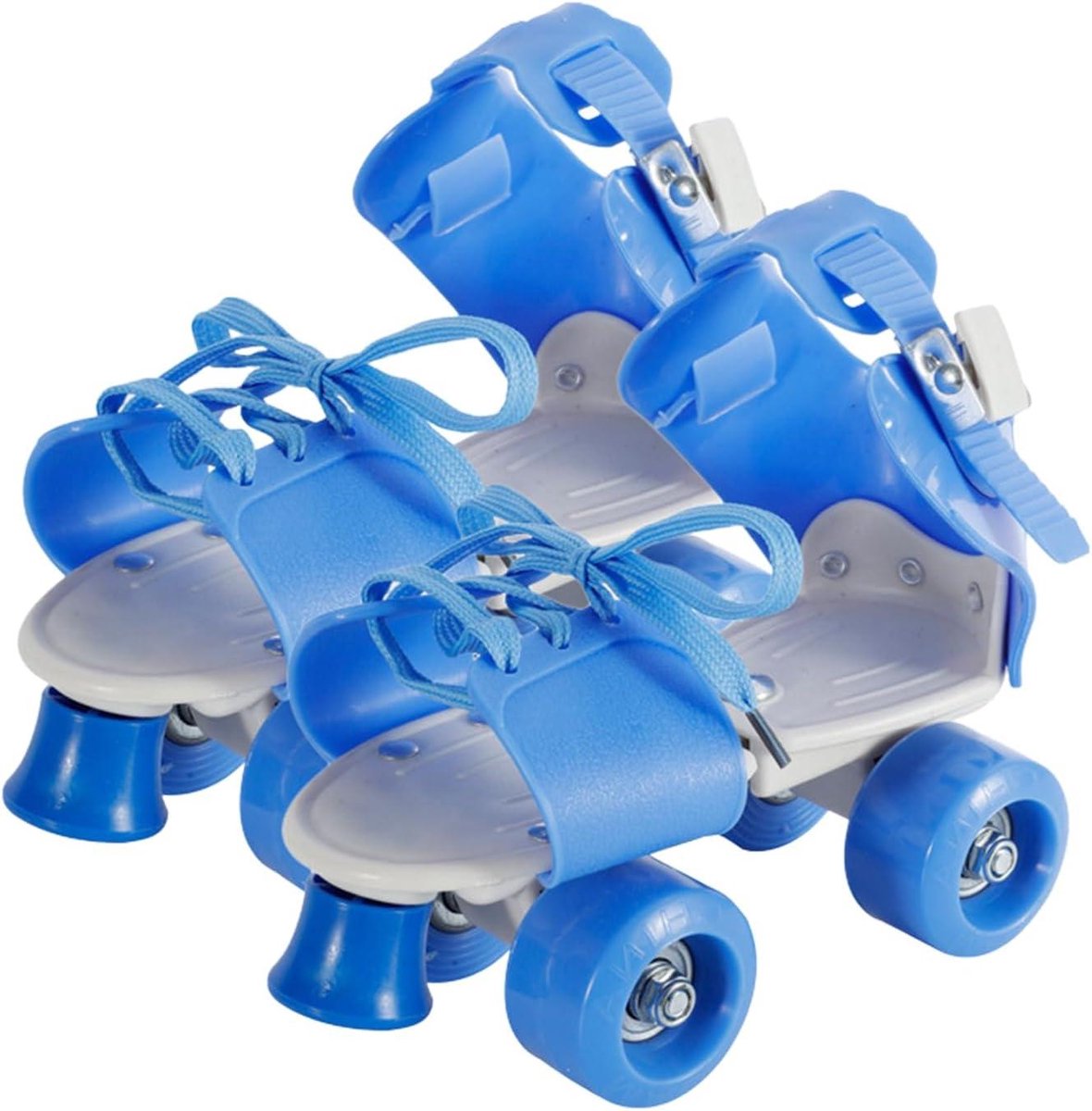 verstelbare rolschaatsen quad skates buiten plezier past over schoenen eenheidsmaat blauw