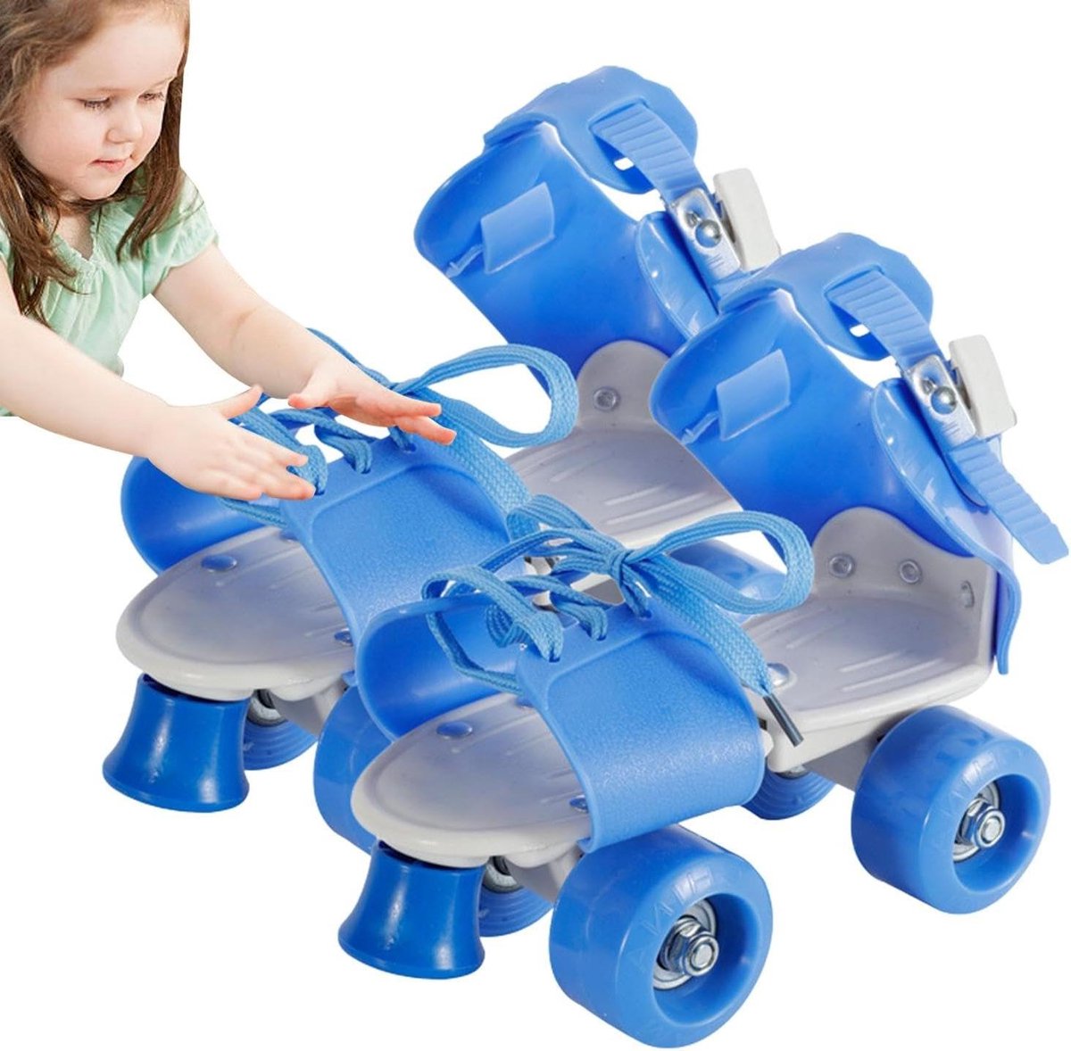 Verstelbare Rolschaatsen - Quad Skates - Buiten Spelen - Met LED Wielen - Verstelbare Maat - Blauw Rolschaatsen kopen online