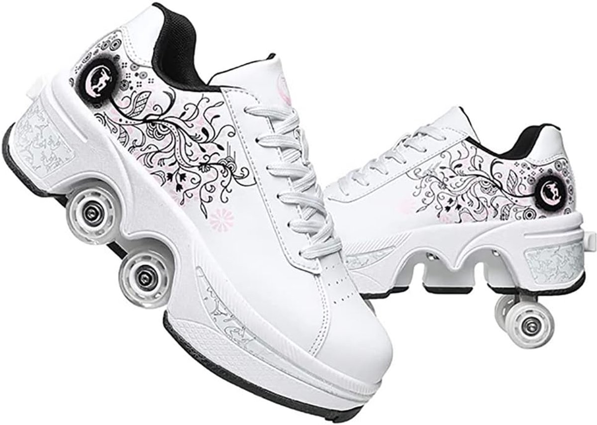 verstelbare schoenen met wielen 2 in 1 sneakers en rolschaatsen