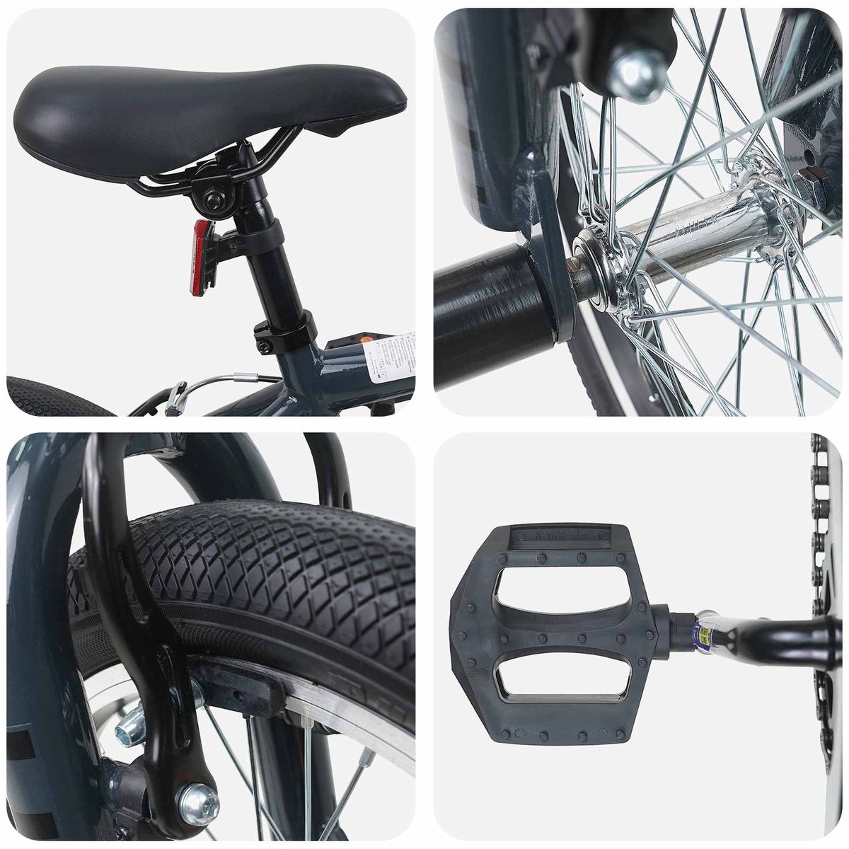 vidaXL - BMX - Fiets - 16 - Inch - voor - 5-8 - jaar - oud - Donkergrijs Fiets kopen online