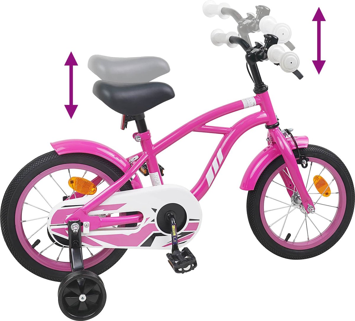 vidaXL - Kinderfiets - 12 - Inch - voor - 2-4 - jaar - oud - Donkerroze Fiets kopen online