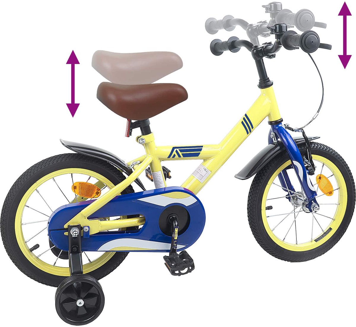 vidaXL - Kinderfiets - 12 - Inch - voor - 2-4 - jaar - oud - Geel Fiets kopen online