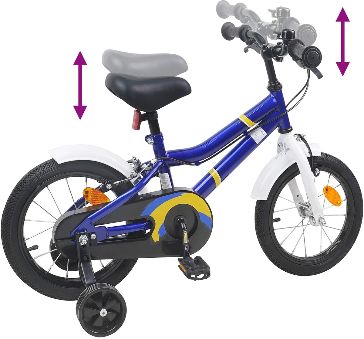 vidaXL - Kinderfiets - 14 - Inch - voor - 3-5 - jaar - oud - Blauw - wit Fiets kopen online