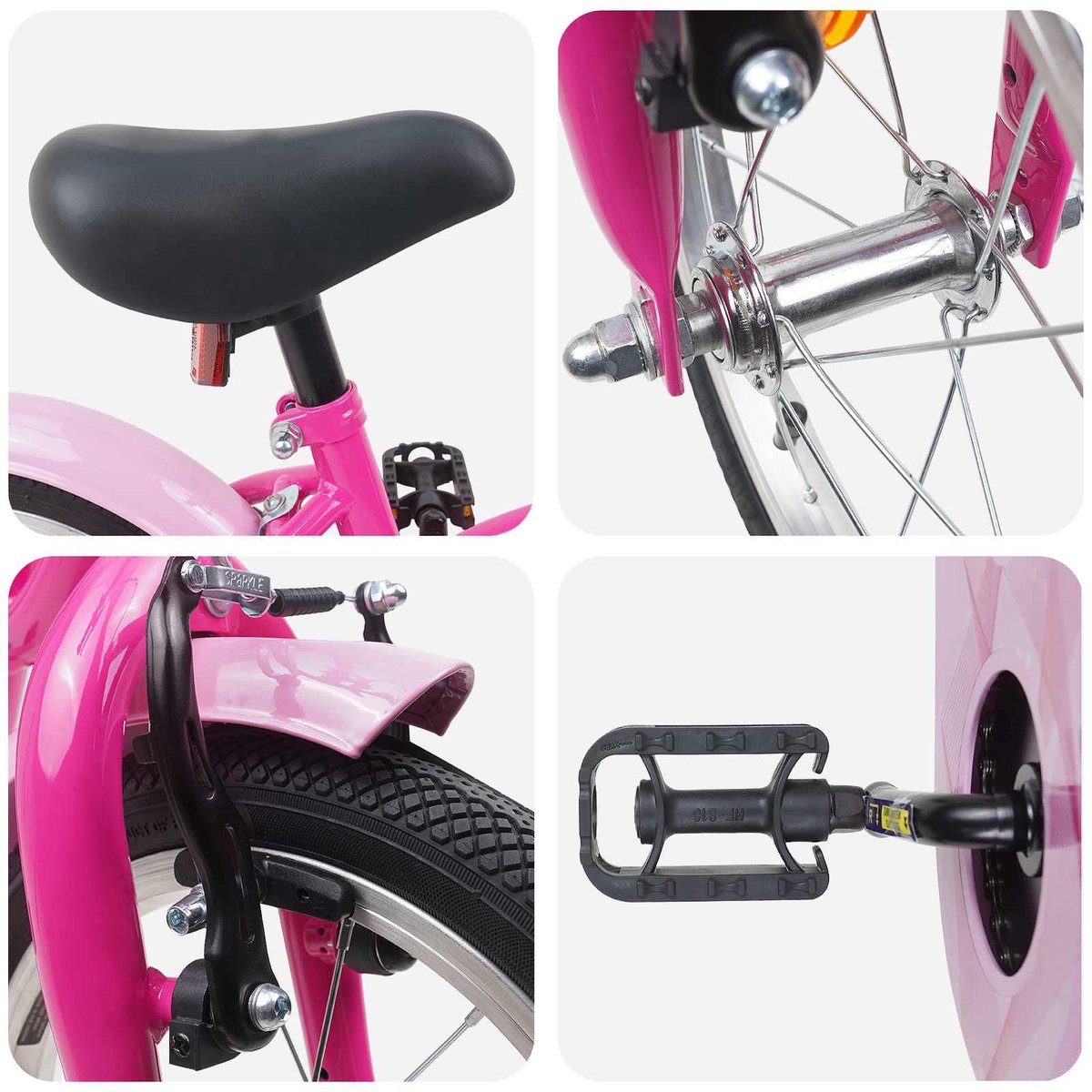 vidaXL - Kinderfiets - 14 - Inch - voor - 3-5 - jaar - oud - Donkerroze Fiets kopen online