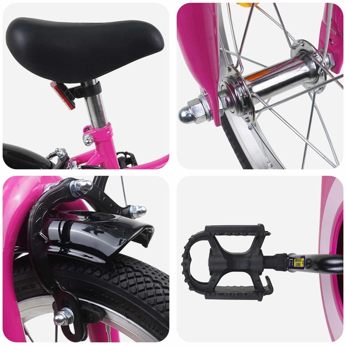 vidaXL - Kinderfiets - 14 - Inch - voor - 3-5 - jaar - oud - Roze - Zwart Fiets kopen online