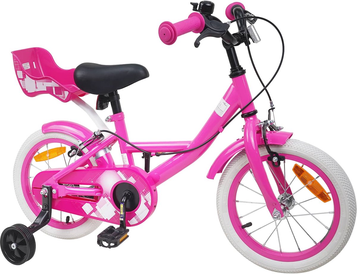vidaXL - Kinderfiets - 14 - Inch - voor - 3-5 - jaar - oud - Roze Fiets kopen online