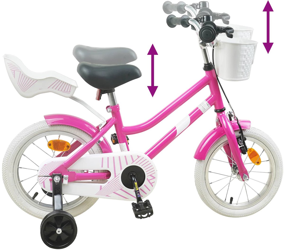 vidaXL - Kinderfiets - 16 - Inch - voor - 4-6 - jaar - oud - Donkerroze Fiets kopen online