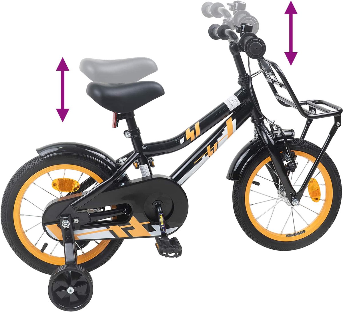 vidaXL - Kinderfiets - 16 - Inch - voor - 4-6 - jaar - oud - Oranje - Zwart Fiets kopen online