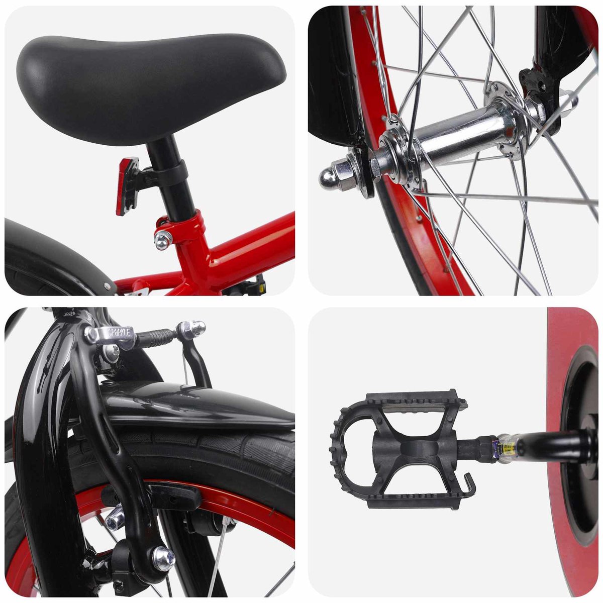 vidaXL - Kinderfiets - 16 - Inch - voor - 4-6 - jaar - oud - Rood - Zwart Fiets kopen online