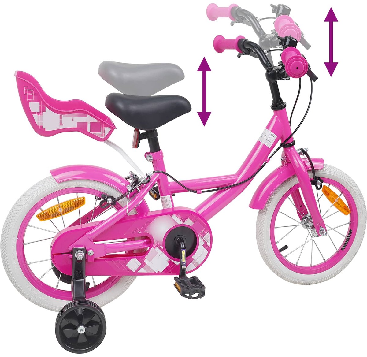 vidaXL - Kinderfiets - 16 - Inch - voor - 4-6 - jaar - oud - Roze Fiets kopen online
