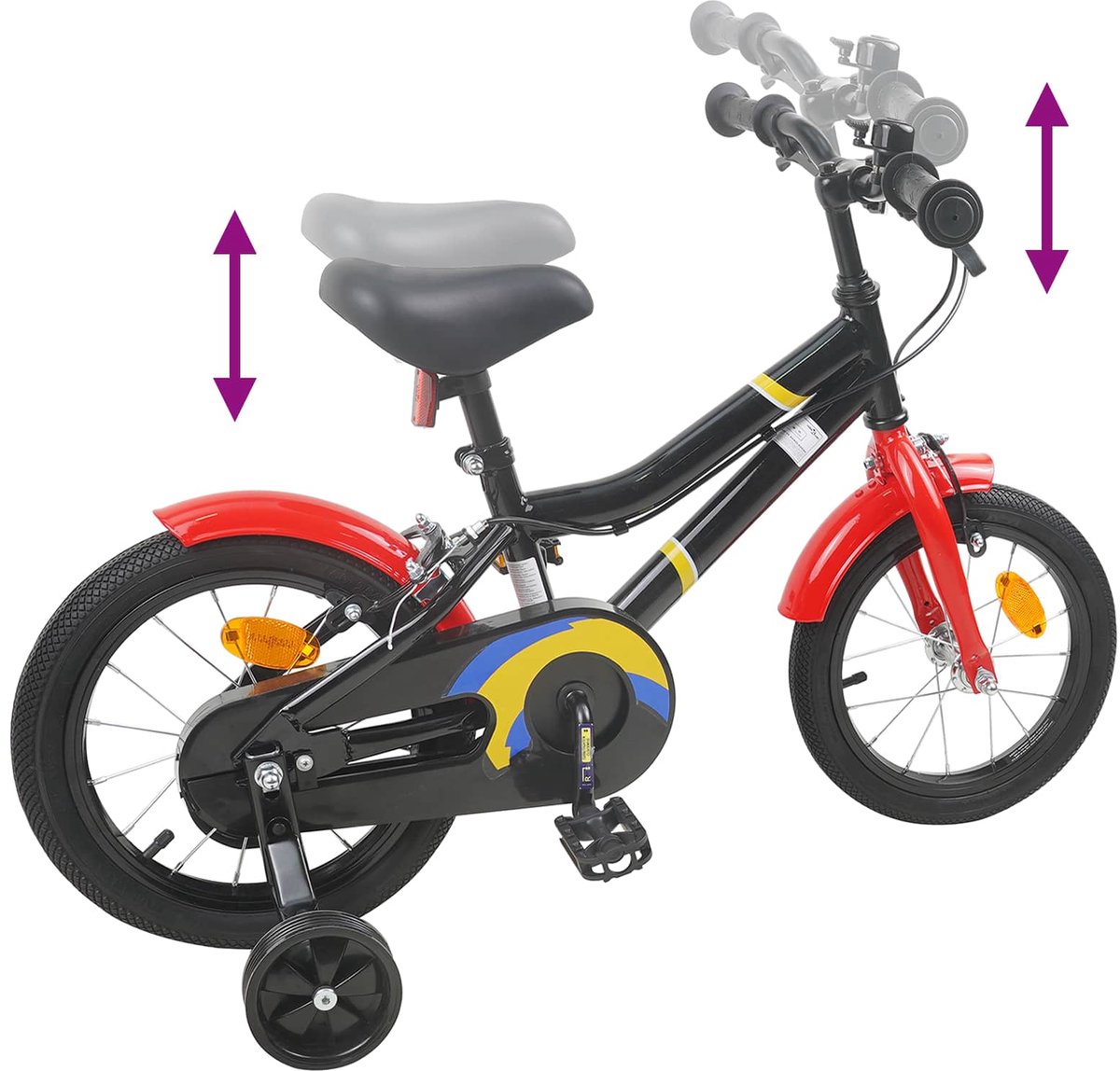 vidaXL - Kinderfiets - 16 - Inch - voor - 4-6 - jaar - oud - Zwart - rood Fiets kopen online
