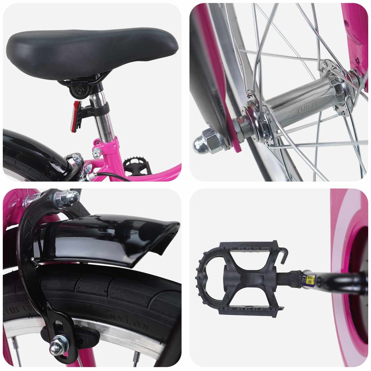 vidaXL - Kinderfiets - 18 - Inch - voor - 5-7 - jaar - oud - Roze - en - Zwart Fiets kopen online