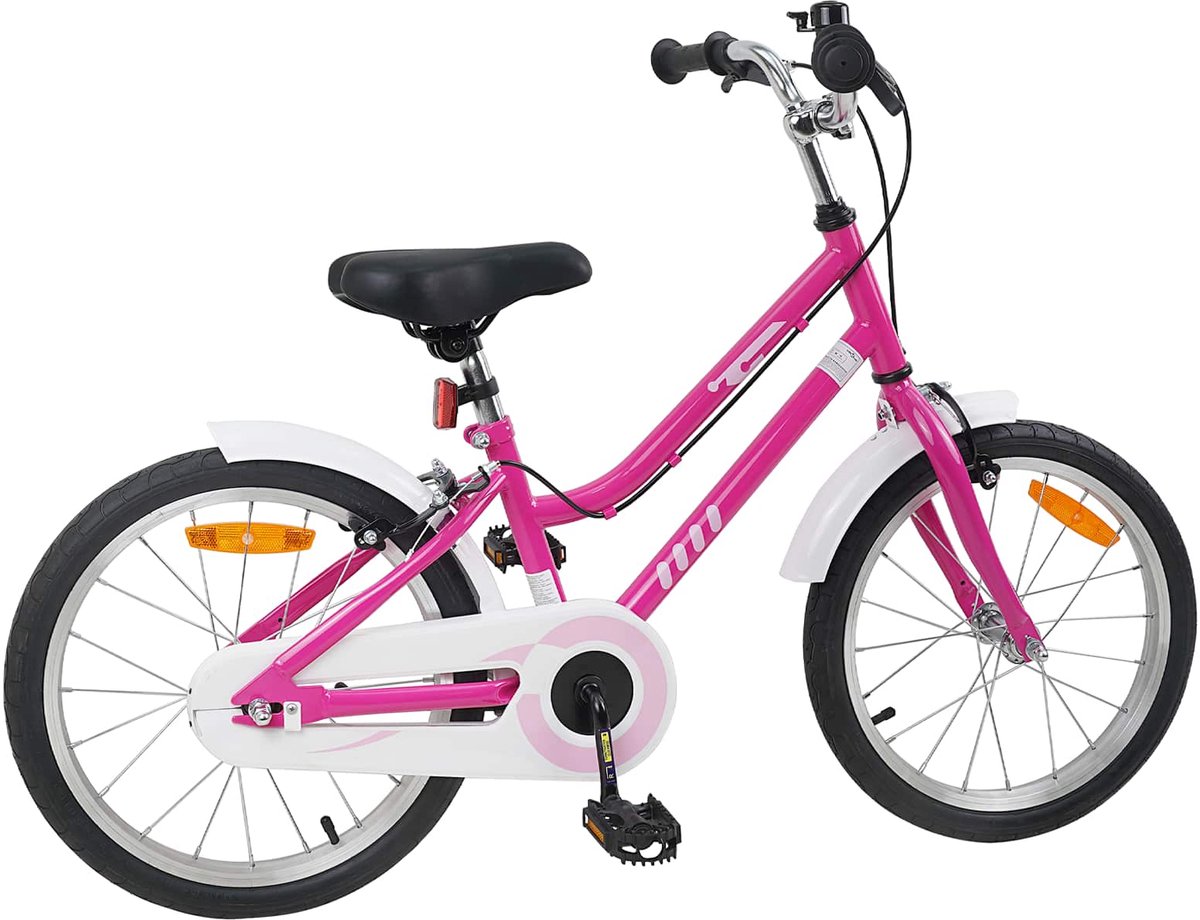 vidaXL - Kinderfiets - 18 - Inch - voor - 5-7 - jaar - oud - Roze - Wit Fiets kopen online
