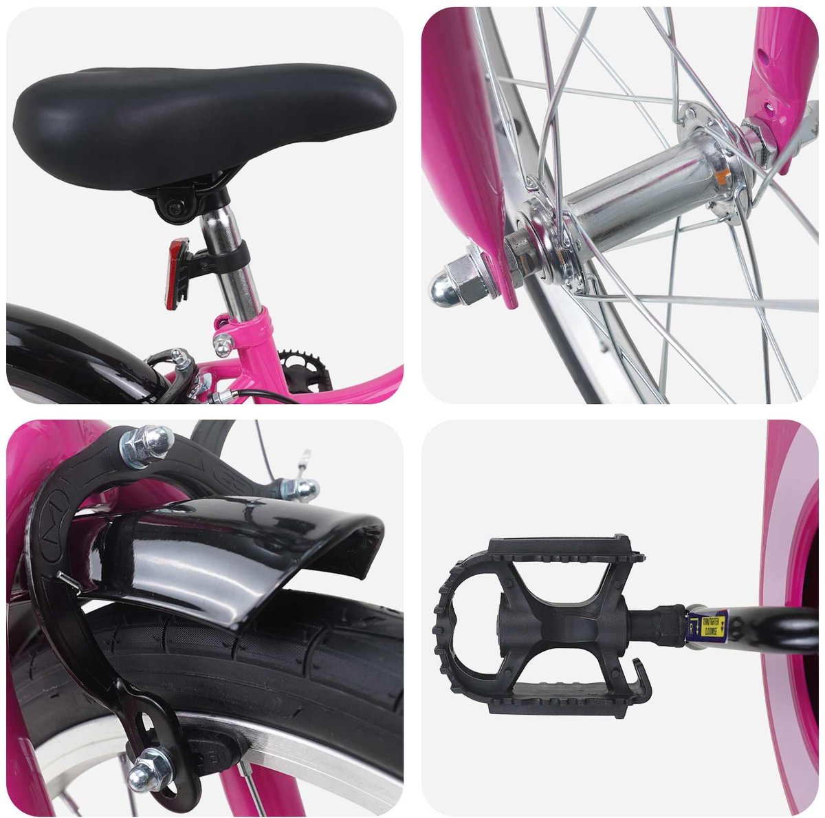 vidaXL - Kinderfiets - 18 - Inch - voor - 5-7 - jaar - oud - Roze - Zwart Fiets kopen online