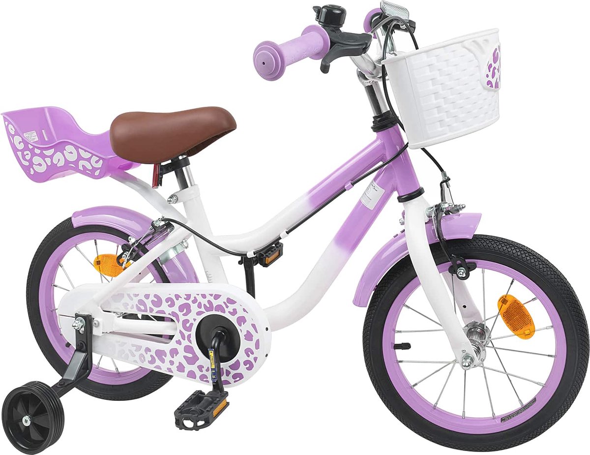 vidaXL - Kinderfiets - Met - Zijwieltjes - 14 - Inch - voor - 3-5 - jaar - oud - Paars Fiets kopen online