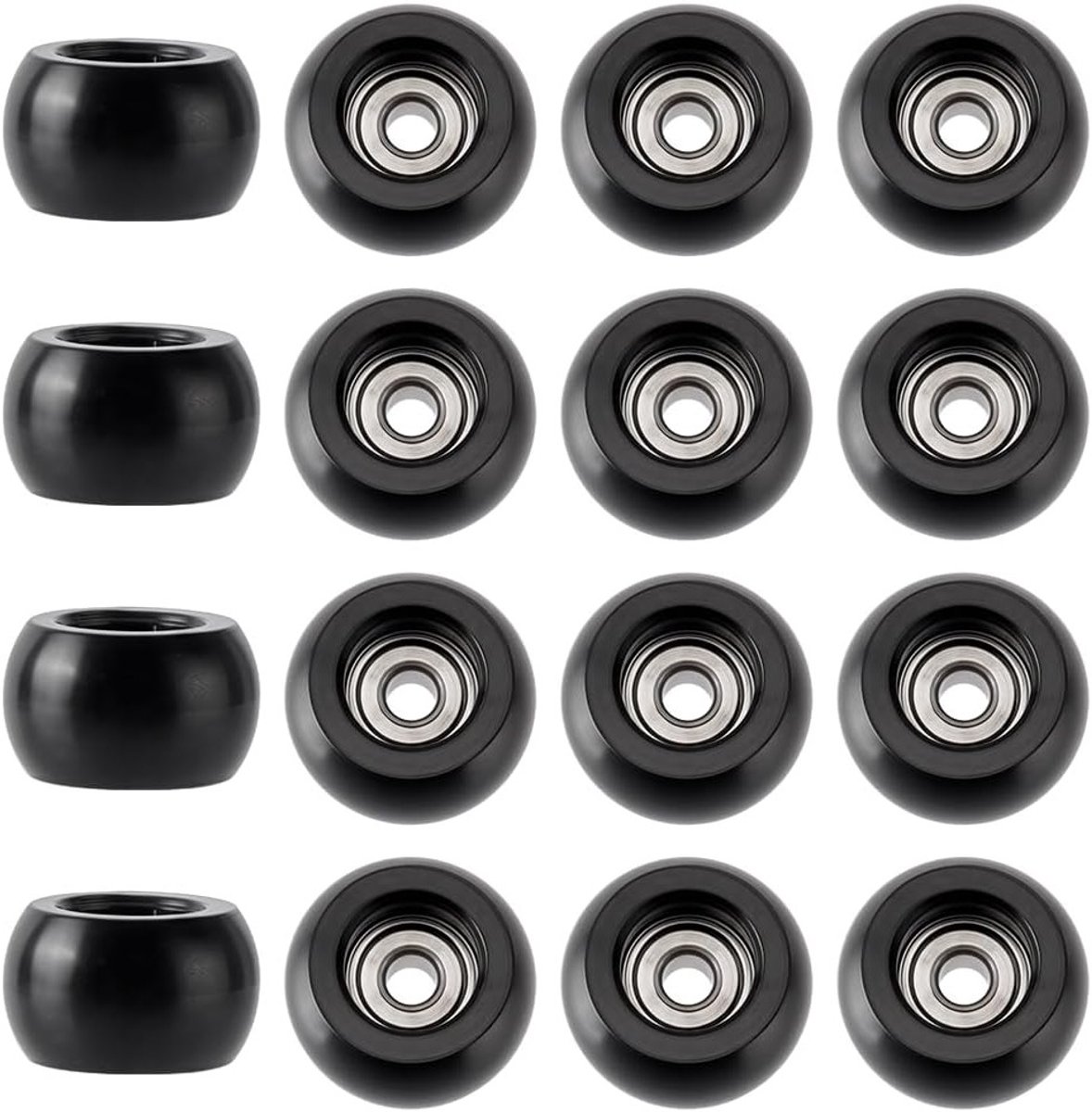 Vingerboardwielen 16 stuks, 7,5 x 4,5 mm, zwart, ideaal voor binnen en buiten, geschikt voor beginners en professionals, vingerboarden, skateboarding, sportaccessoires Skateonderdeel kopen online