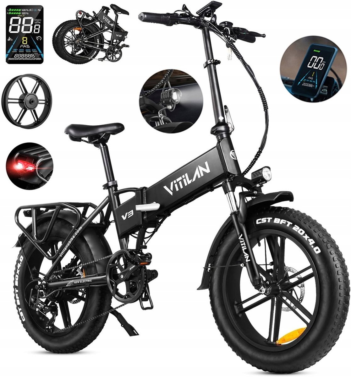 VITILAN V3 2.0 Opvouwbare Elektrische Fiets – 48V 13Ah Accu, 120km Bereik, 20"x4.0" Vetbanden, 7-Speed Shimano – Grijs Fiets (elektrisch) kopen online