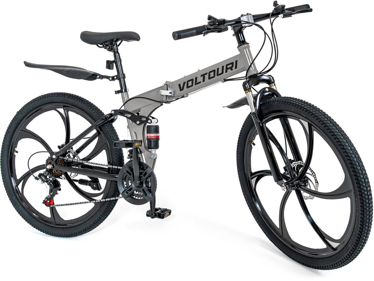 Voltouri Opvouwbare Mountainbike 26" - 21 Versnellingen Shimano, Dubbele Vering, Schijfremmen Fiets kopen online