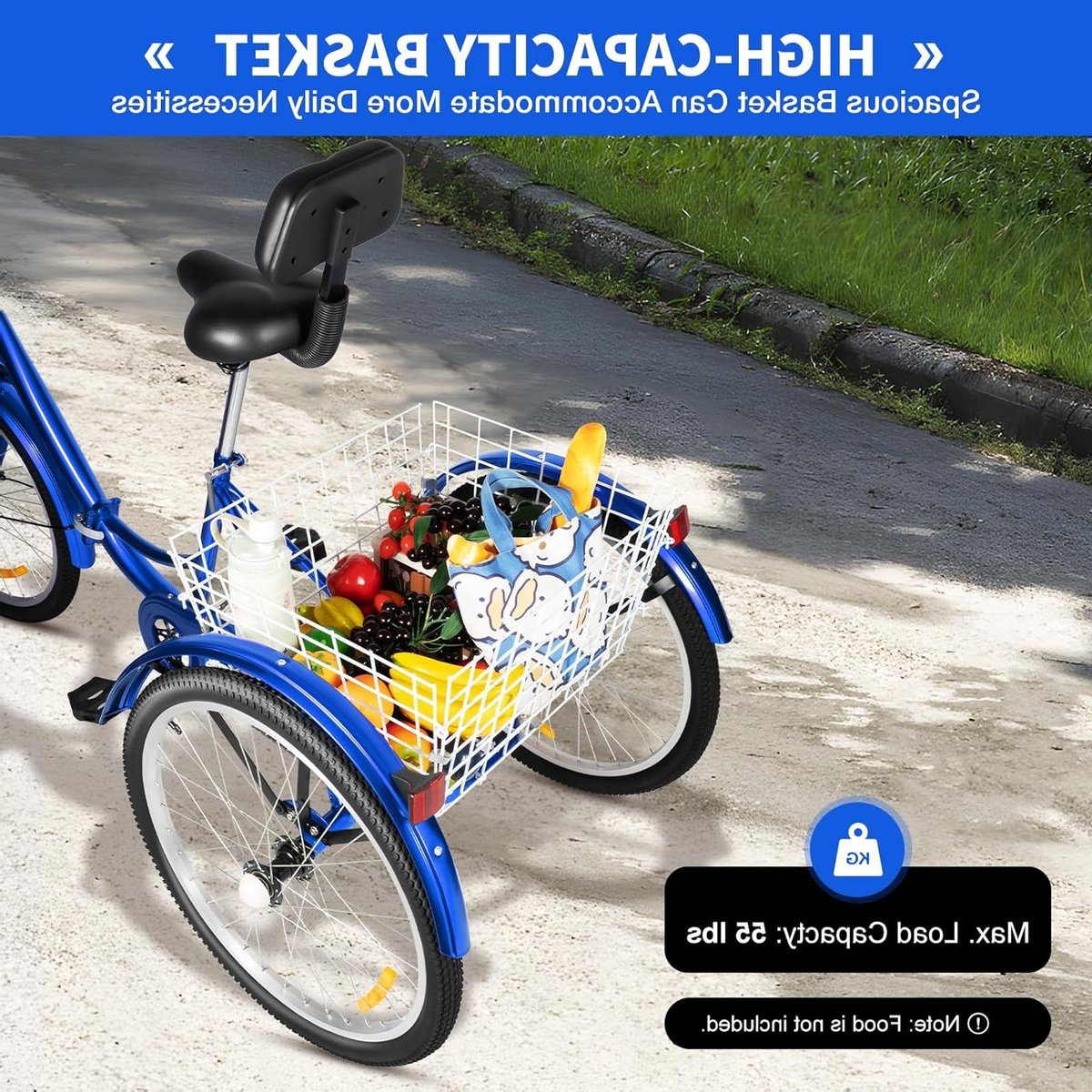 Vouwbare 24 Inch Dames Driewieler met Mand en Rugleuning - Ideaal voor Comfortabel Fietsen en Transporteren Driewieler kopen online
