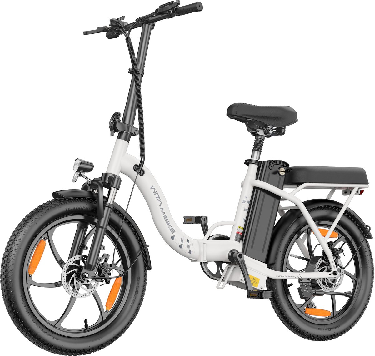 WITAMBIKE C16 Opvouwbare Elektrische Fiets – 250W – 48V 16Ah –Tot 100KM Bereik– Shimano 7 Versnellingen – 20×3.0 Inch – Wit Fiets (elektrisch) kopen online