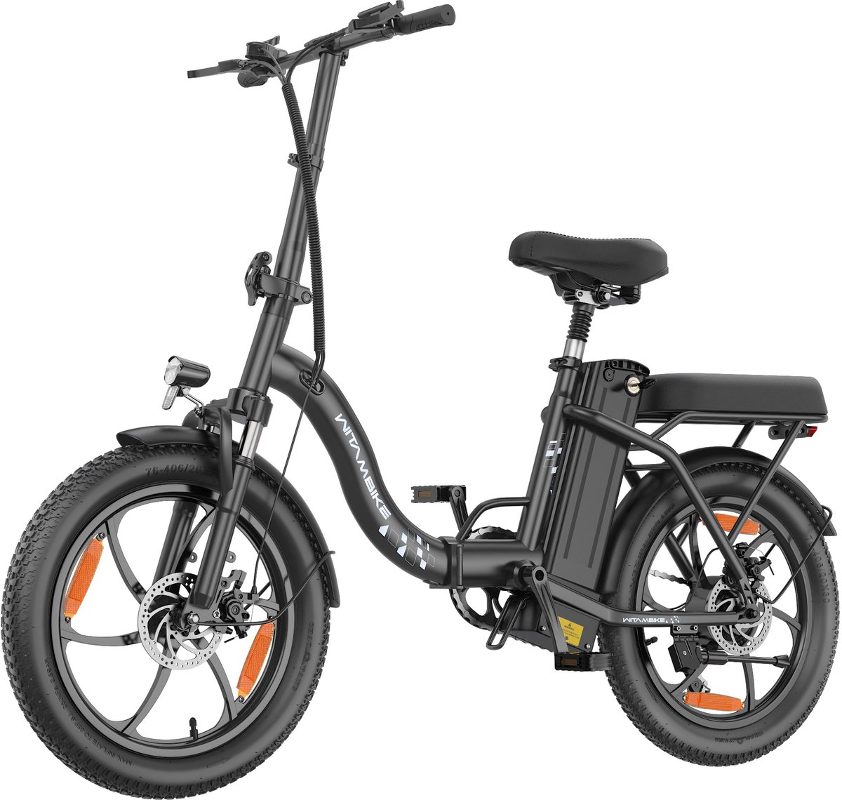 WITAMBIKE C16 Opvouwbare Elektrische Fiets – 250W – 48V 16Ah –Tot 100KM Bereik– Shimano 7 Versnellingen – 20×3.0 Inch – Zwart Fiets (elektrisch) kopen online