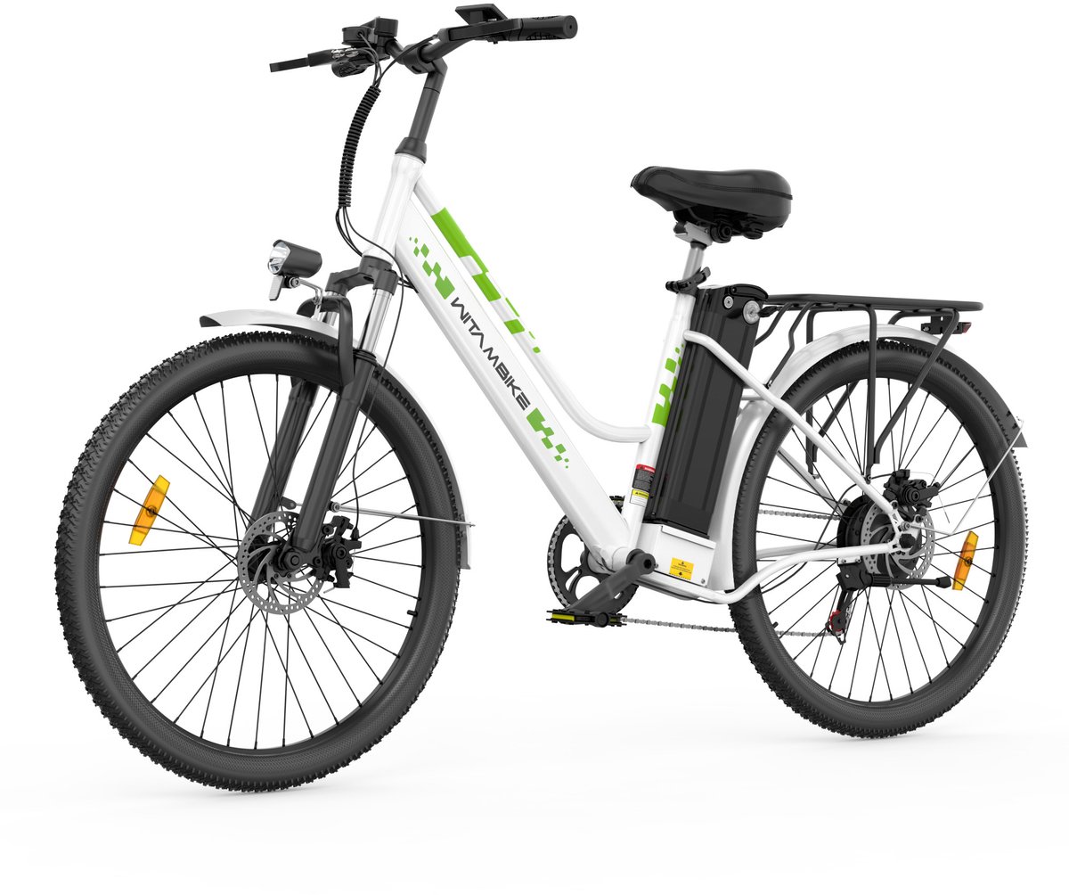 WITAMBIKE C26 Elektrische fiets - 26 inches - Max 25km/u - 250W motor -Tot 100 km - Met Kabelslot，Telefoonhouder，Fietspomp -Wit Fiets (elektrisch) kopen online