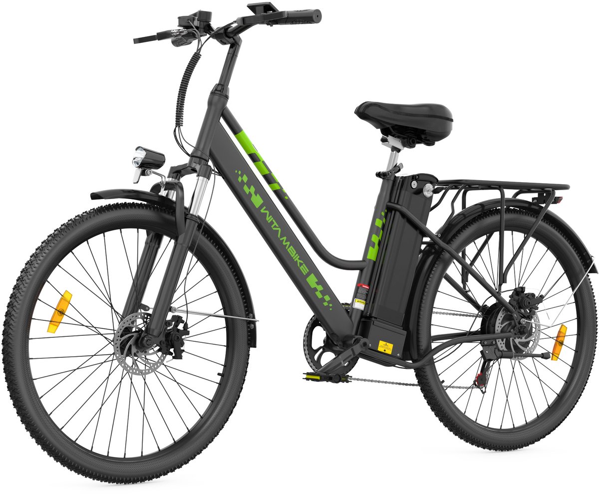 WITAMBIKE C26 Elektrische fiets - 26 inches - Max 25km/u - 250W motor -Tot 100 km - Met Kabelslot，Telefoonhouder，Fietspomp -Zwart Fiets (elektrisch) kopen online