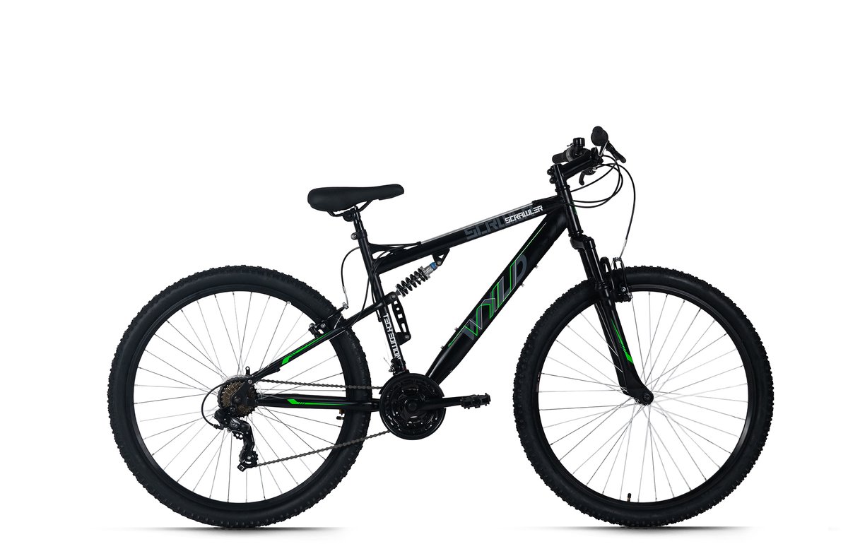 WYLD Full-Suspension Mountainbike 29" Scrawler – Zwart/Groen, 21 versnellingen, Framemaat 51 cm Fiets kopen online
