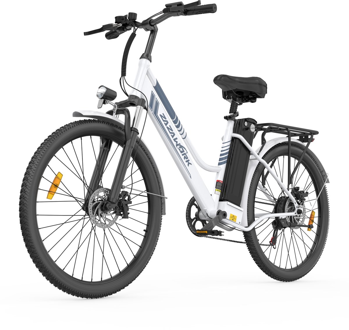 ZAZAWORK C26 PRO Elektrische fiets - 26 inches - Max 25km/u - 250W motor -Tot 100-120 km - Met Fiets Geschenkset - Wit Fiets (elektrisch) kopen online
