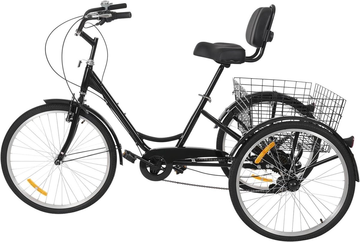24 inch driewieler voor volwassenen, 7 versnellingen driewieler voor volwassenen, 3 wielen met boodschappenmand, voor lichaamslengte 15 tot 15 meter, voor winkelen, uitstapjes Driewieler kopen online