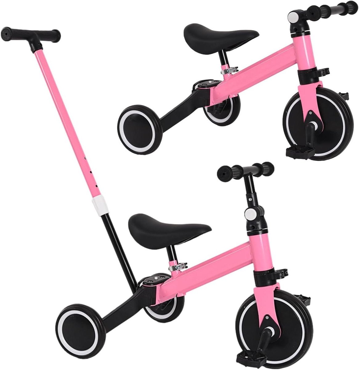3 in 1 driewieler kinderen loopfiets peuter buiten spelen groeit mee met kind 1 4 jaar roze zwart