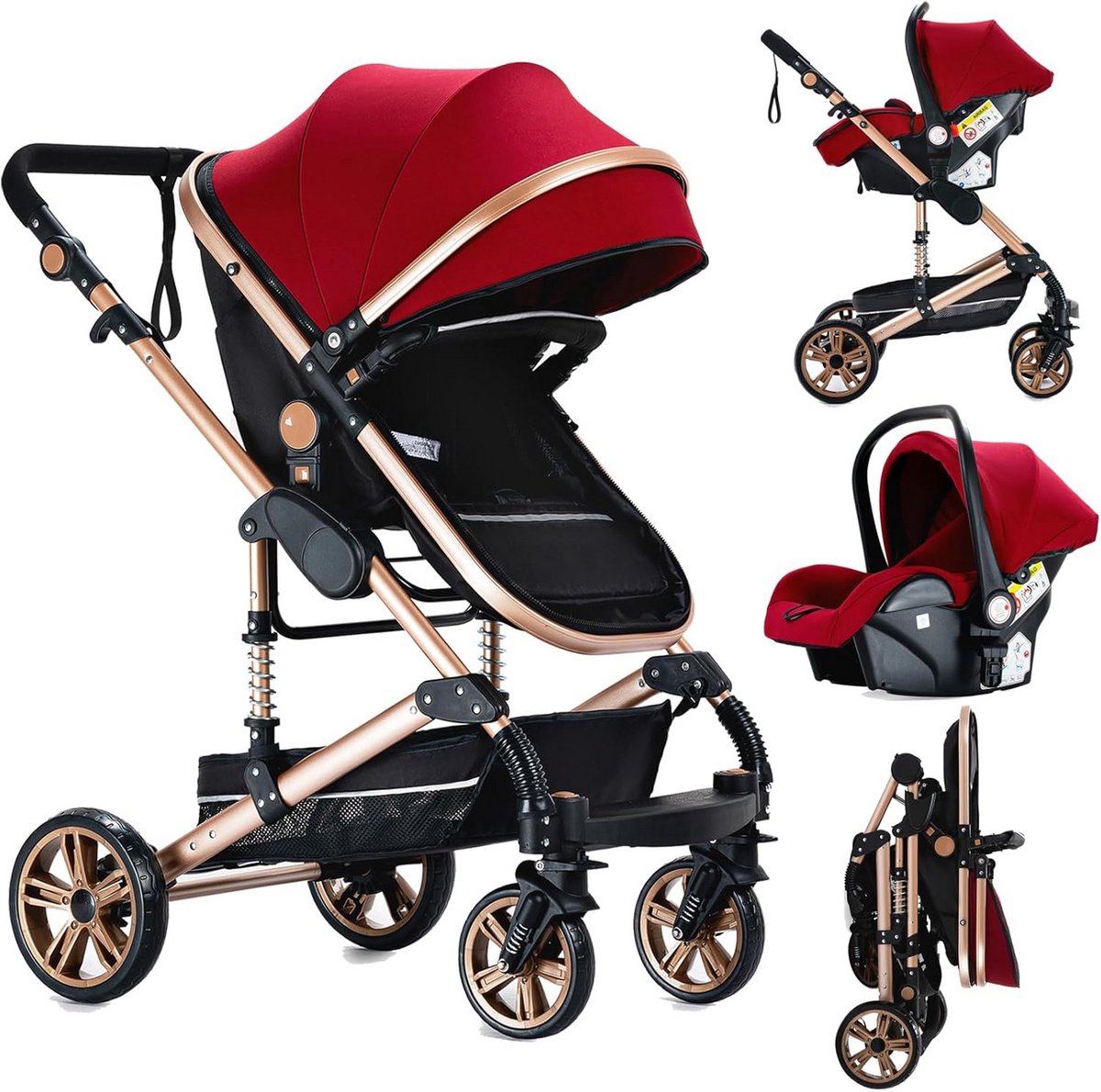 3-in-1 Kinderwagen met Omkeerbare Duwstand en Lichtgewicht Frame Driewieler kopen online