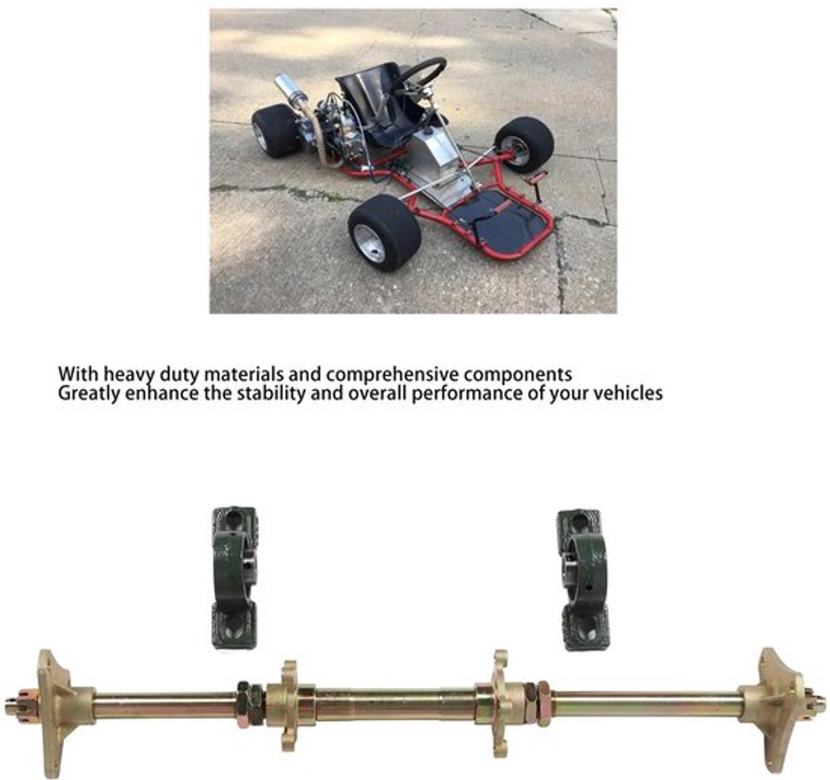 achteras set 24 inch compleet voor skelter ombouw robuust metaal inclusief naven bevestigingen flenzen ideaal voor doe het zelf projecten skelterachteras