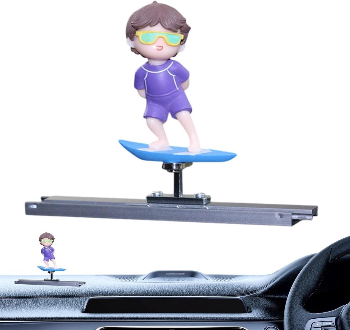 auto dashboard decoratie bobblehead auto jongen auto interieur opvrolijken dynamische schommel beweging 8x11cm meerkleurig