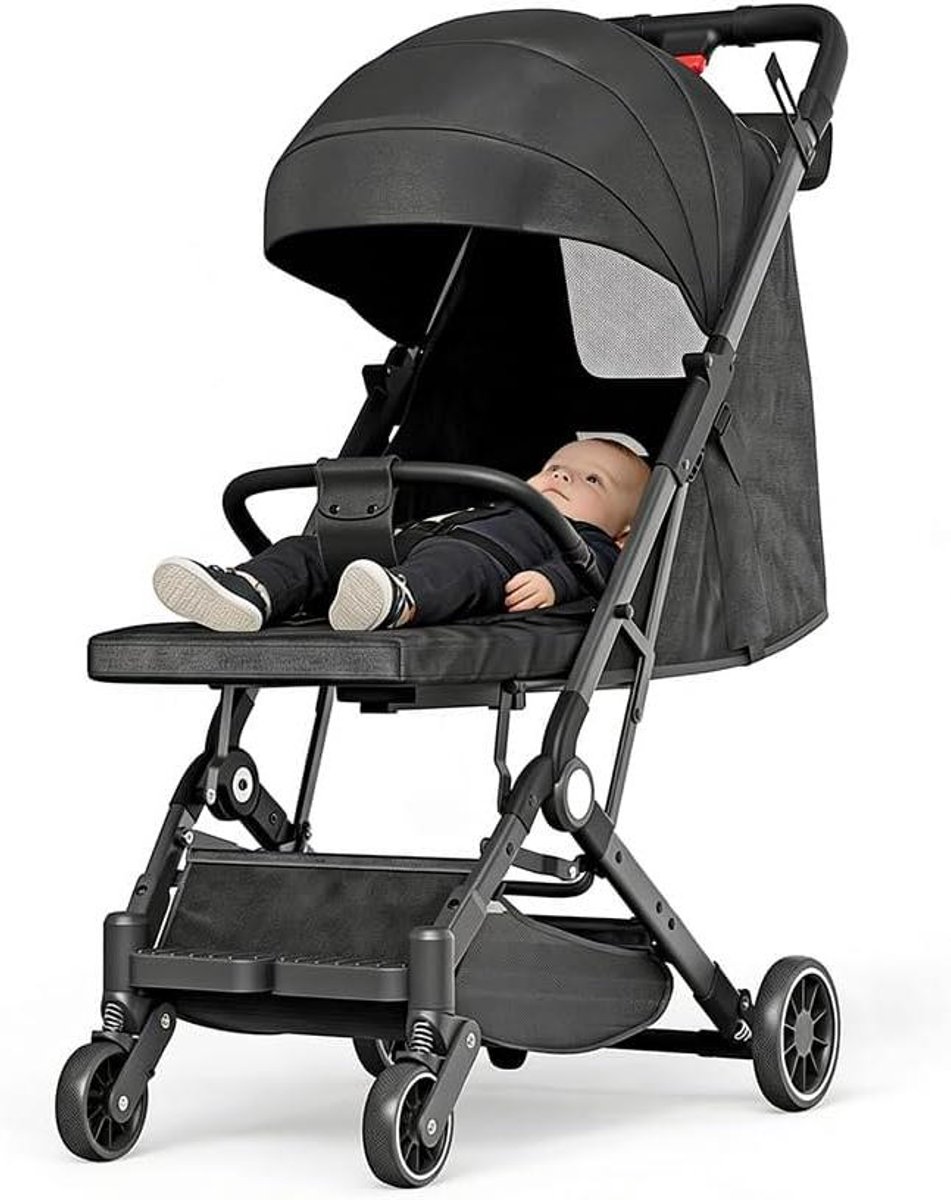 baby driewieler kinderwagen loopfiets buiten spelen compact opvouwbaar 63 x 30 x 101 cm zwart