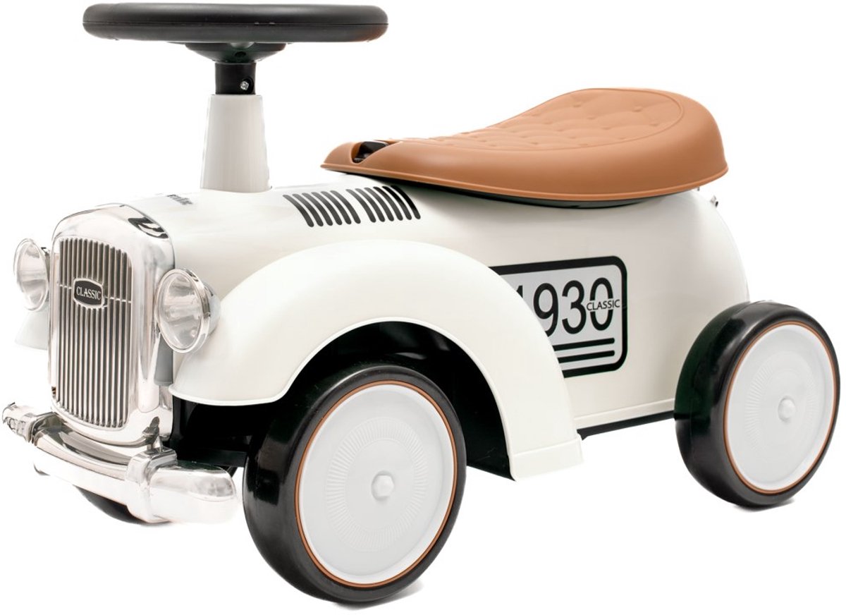 baby mix retro loopauto beige met claxon kinderloopfiets