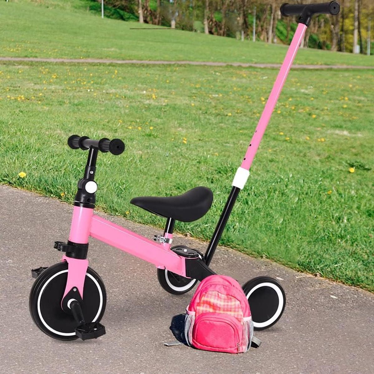 Babydriewieler 3-in-1 - Kinderfiets loopfiets - Leren fietsen - Meegroeiend ontwerp - 1 tot 5 jaar - Roze Driewieler kopen online