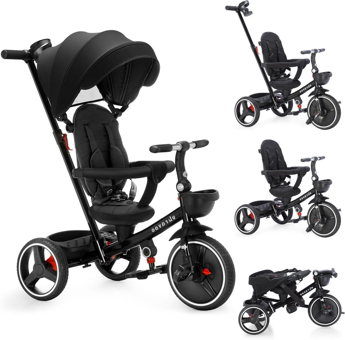 Babydriewieler - Kinderfiets - Buiten spelen - 6-in-1 ontwerp - 45 x 80 x 95 cm - Grijs Driewieler kopen online
