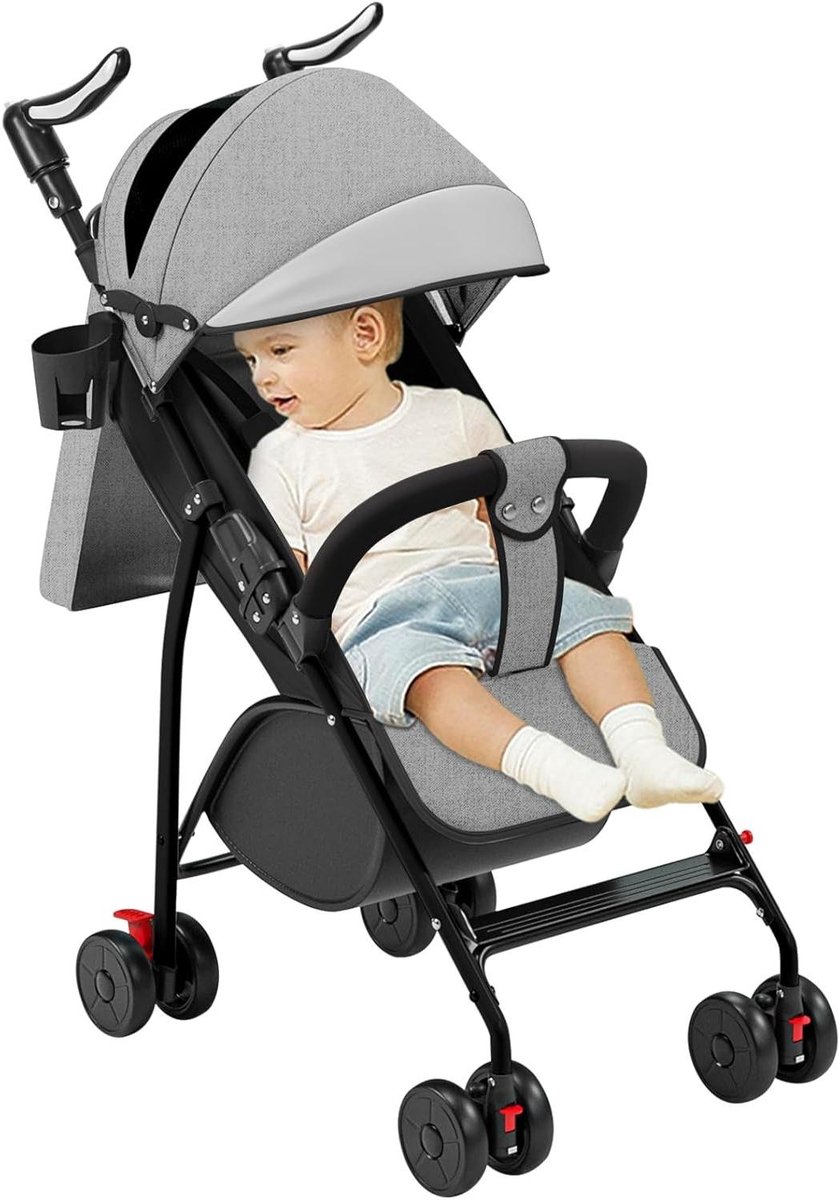 Babytricycle 5-in-1 - Kinderdriewieler Pramfiets - Veilig Buitenspelen - 360° Draaibare Zitting - Tot 25 kg - Grijs Driewieler kopen online