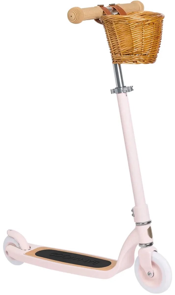 banwood maxi scooter kinderstep met mandje vintage step 6 jaar pink licht roze