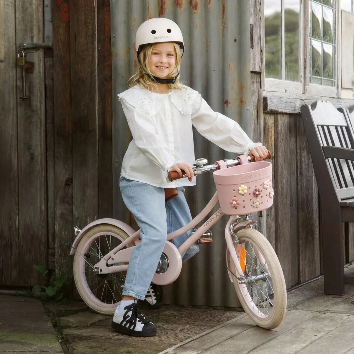 banwood pin ride basket fietsmandje mandje voor stepjes dusty rose