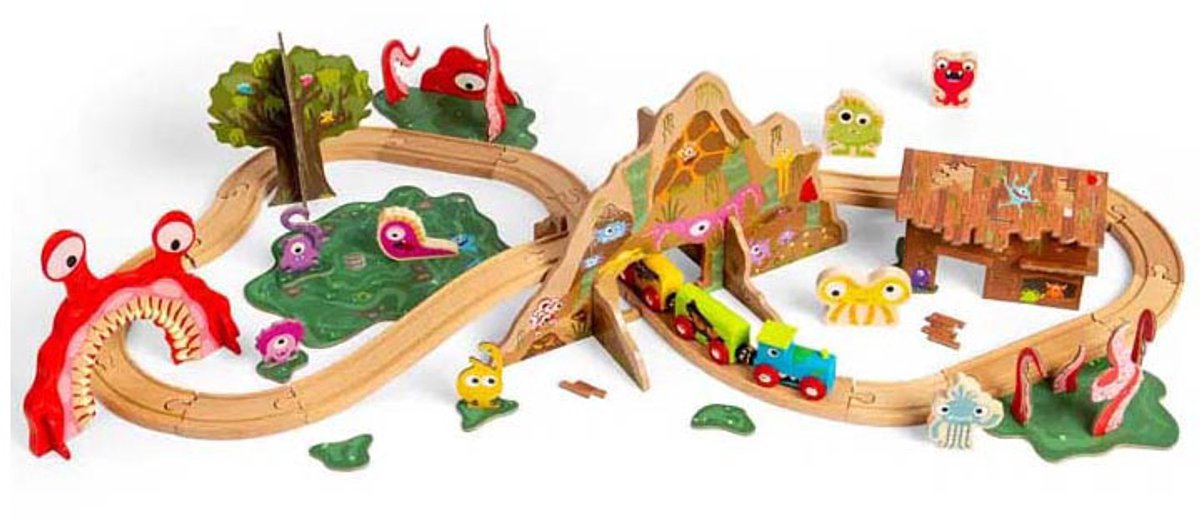 Bigjigs Houten Monster Treinset, 50dlg. Step kopen online