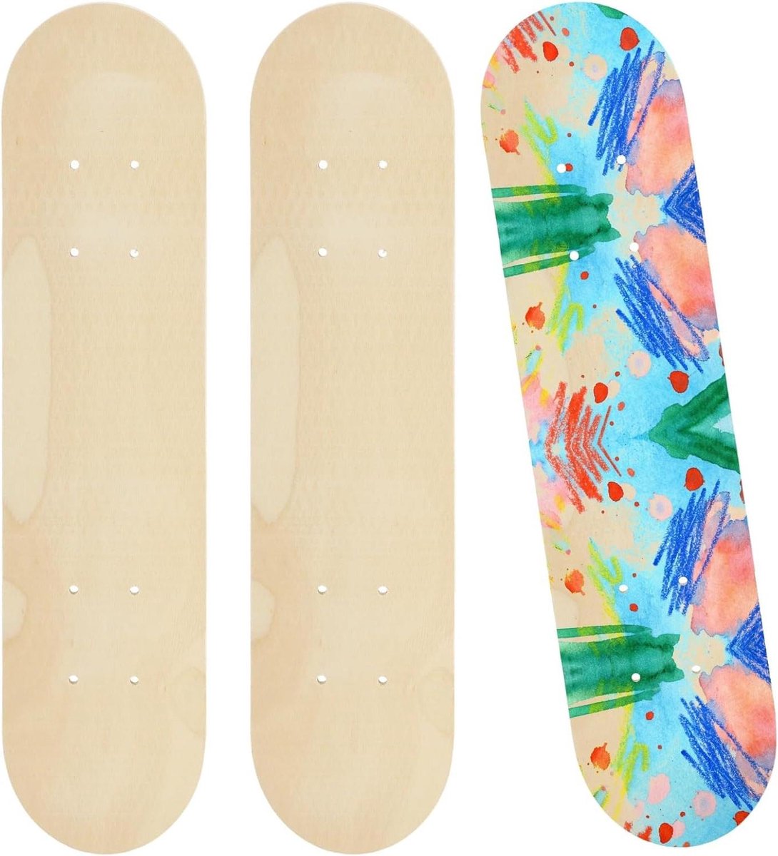blanco skateboarddekken houten kunstborden doe het zelf kunst voorgeboorde gaten 3 stuks 60cm houtkleur