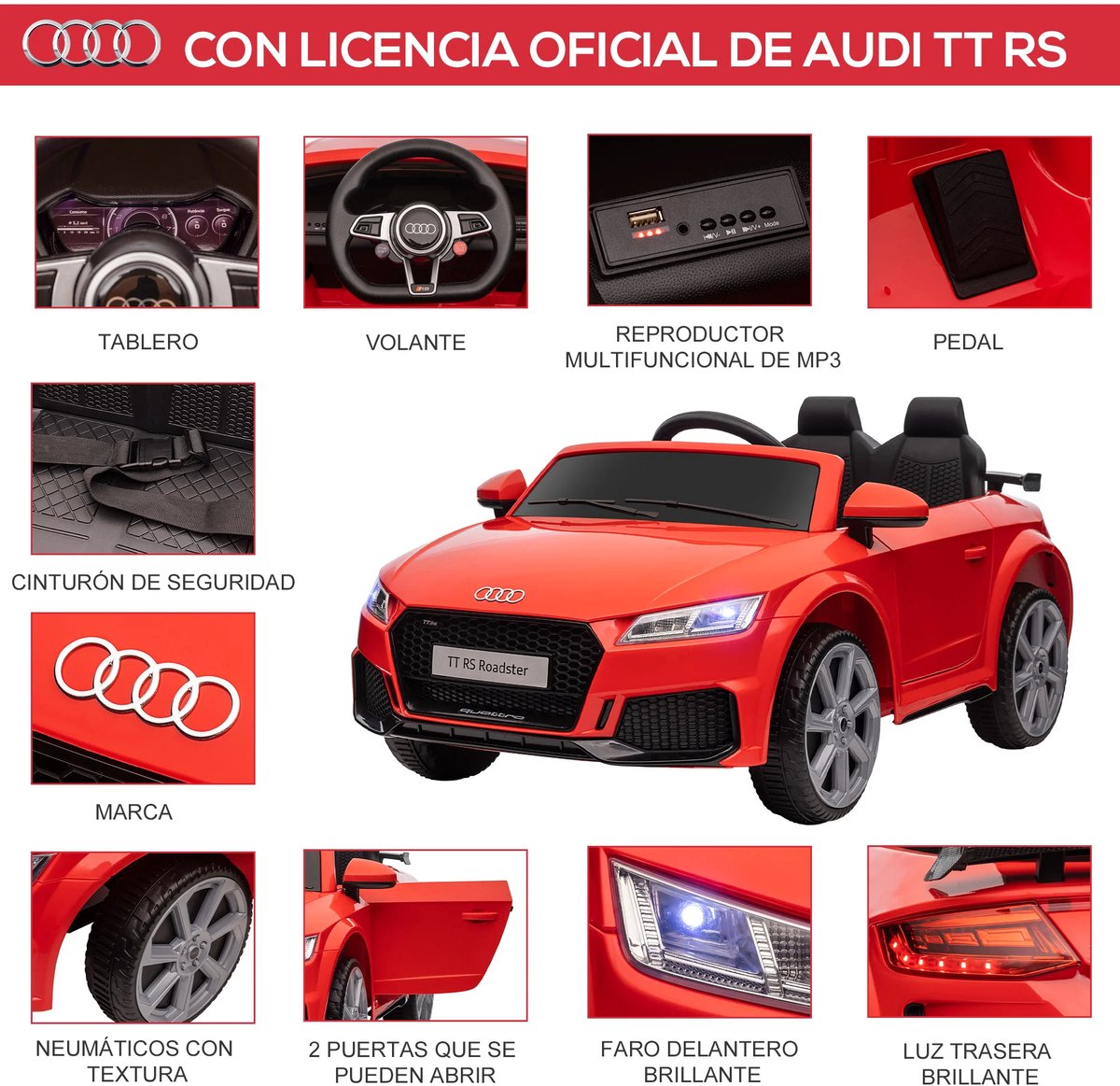 Botec - Elektrische Auto Kind 3+ Jaar 115x70x55 cm – Loopauto – Voor Jongen – Meisje – Baby – Met Afstandsbediening – Muziek – Verlichting – 2 Deuren Speelgoedaccuvoertuig kopen online