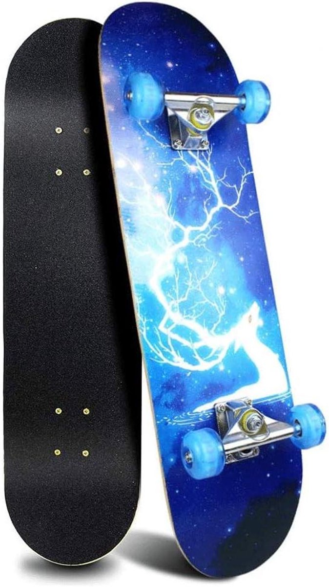 Compleet Skateboard - Beginners Board - Buiten Rijden - 7 Laags Esdoorn Dek - 80 x 20 cm - Zwart Skateonderdeel kopen online